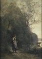 Jean Baptiste Camille Corot l paysanne paissant une vache dans la forêt